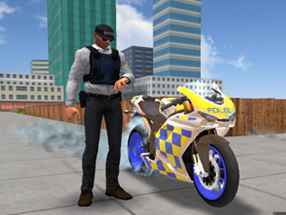 police car driving motorbike riding game